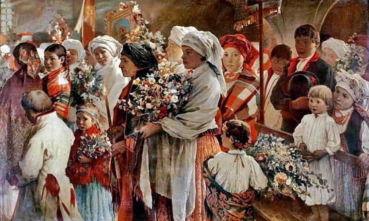 Poland: Day of the Divine Mother of the Herbs. A lost painting by Witold Pruszkowski (1846-1896).