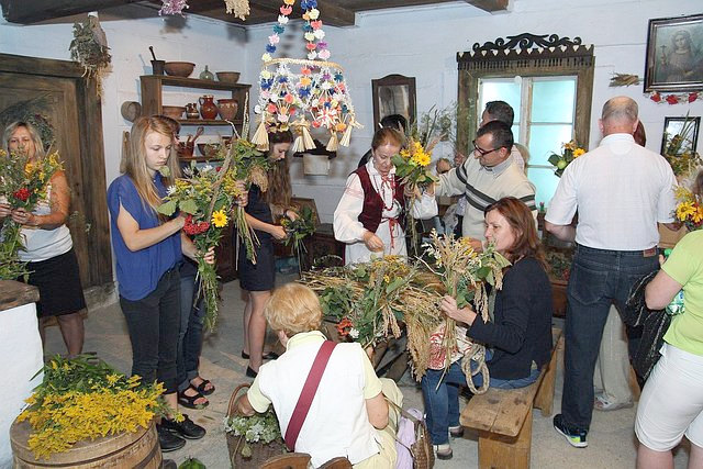 Poland: preparations of bouquets for the day of Divine Mother of Herbs. Ethnography museum in Sandomierz